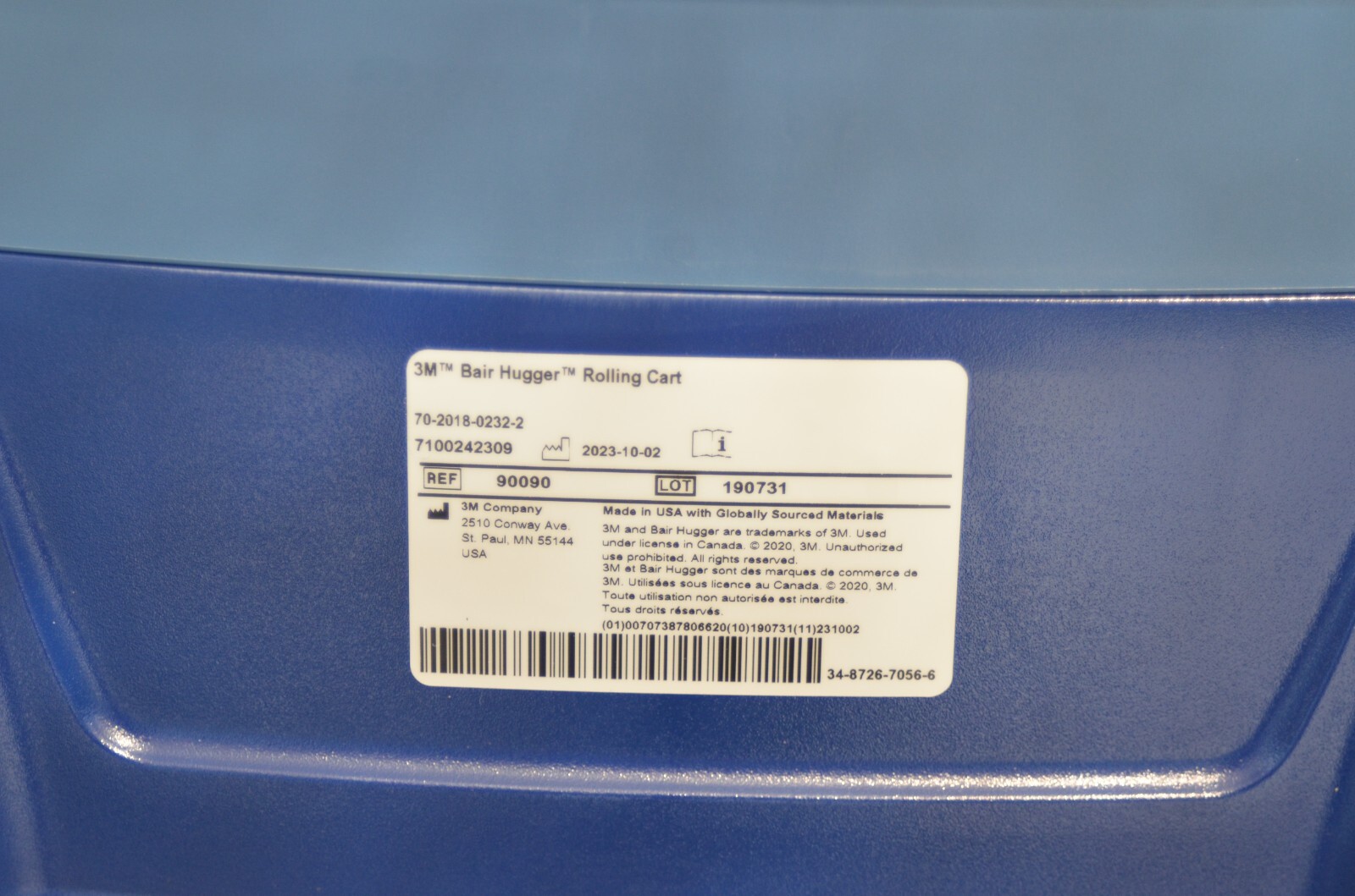3M Bair Hugger Rolling Cart Ref. 90090 New