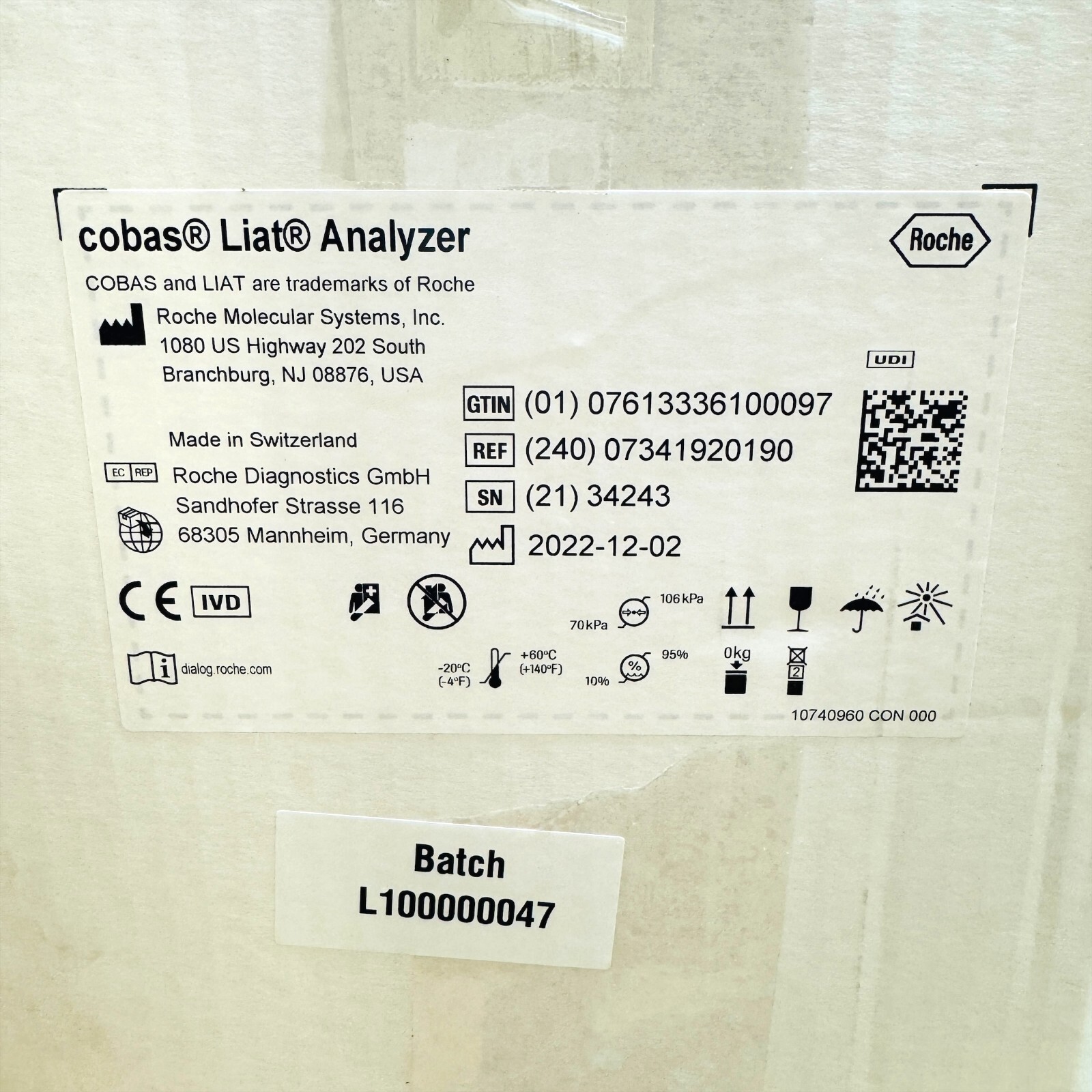 Roche Cobas Liat Lab Analyzer REF 07341920190, Made in Switzerland