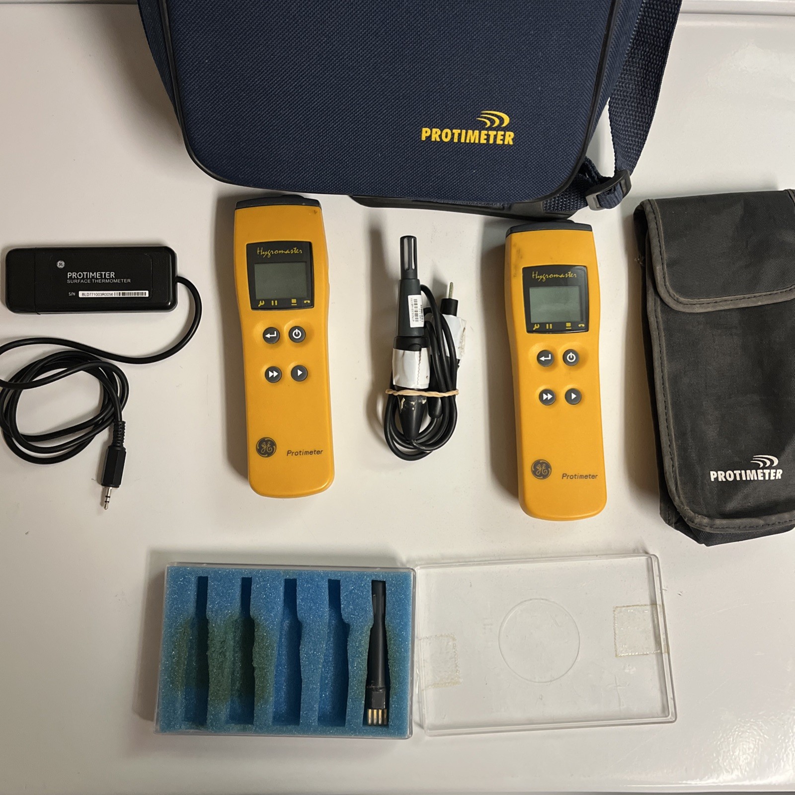 2 HYGROMASTER GE Protimeter Moisture Measurement System Yellow WORKS W/ Case