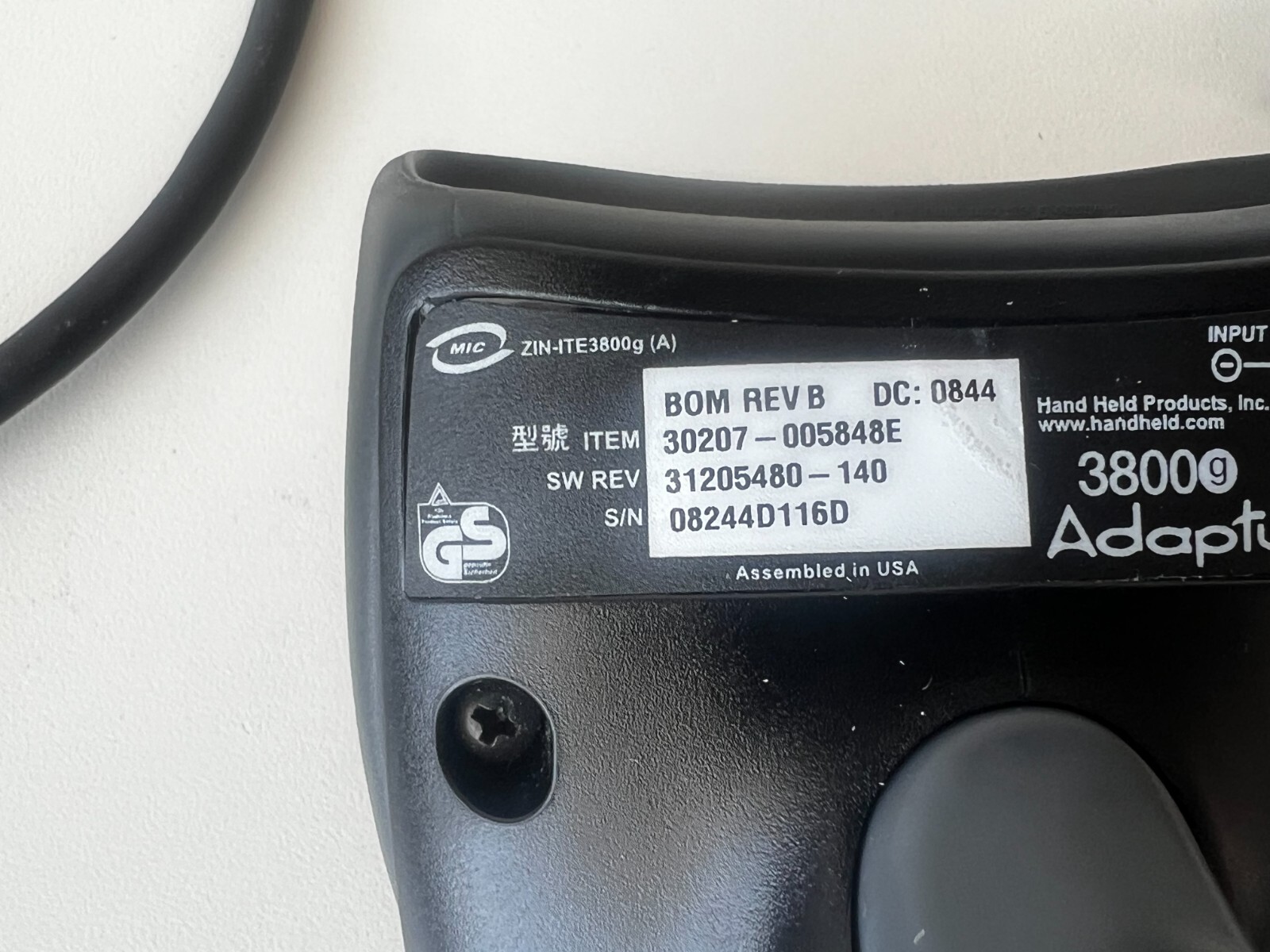 PP22: Honeywell Adaptus 3800 30207-005848E USB Barcode Scanner