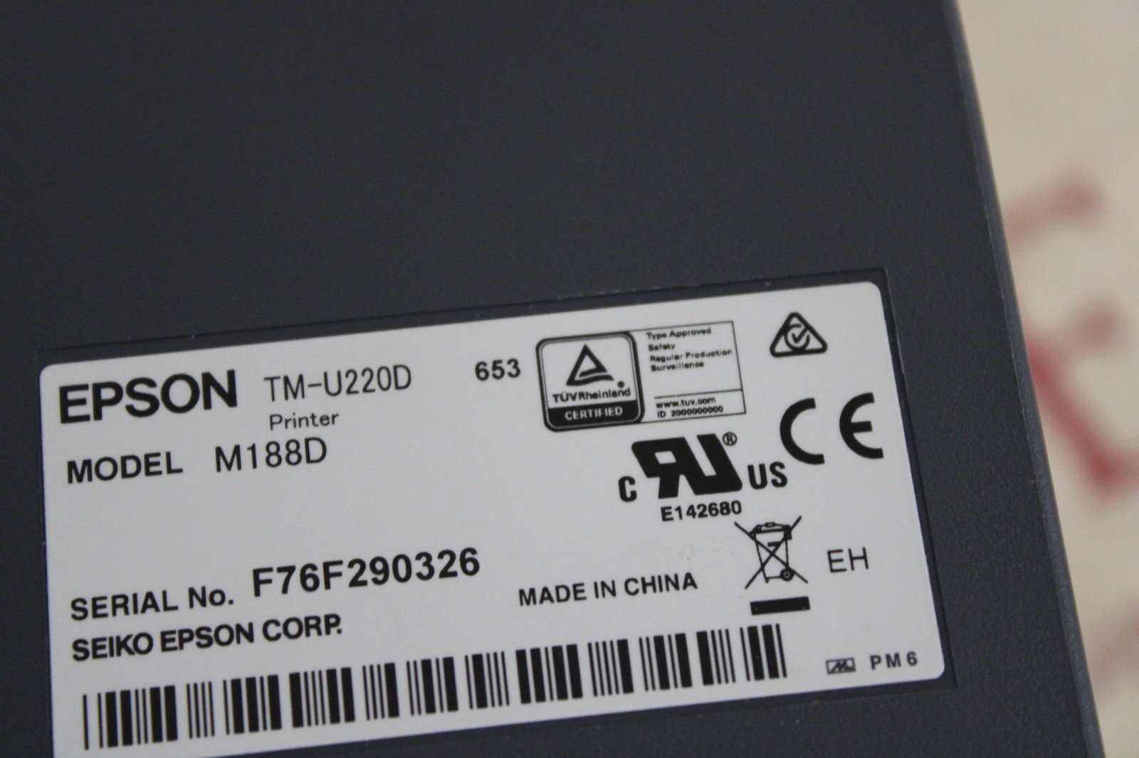 Epson TM-U220D M188D Receipt Printer