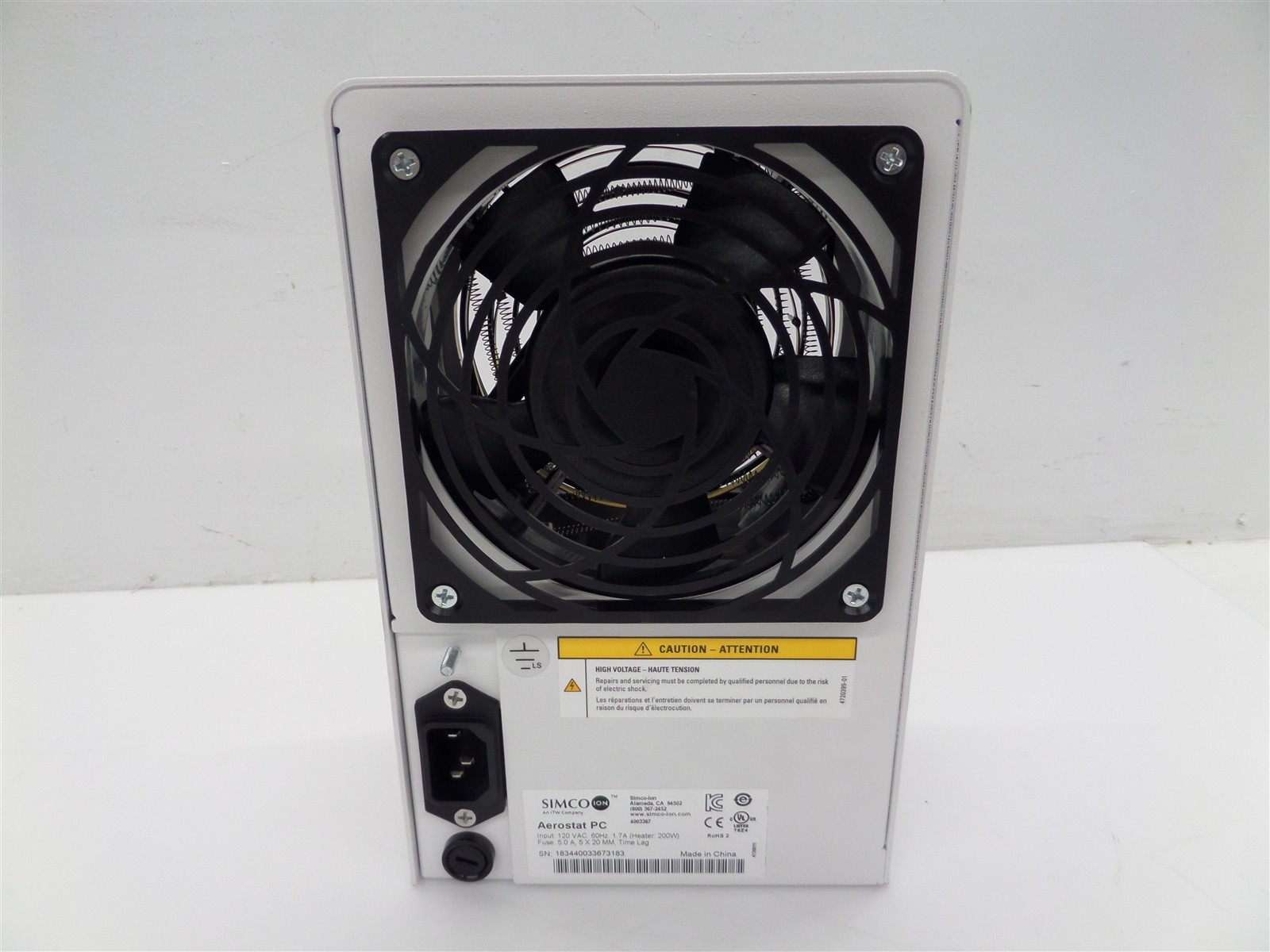 Simco Aerostat PC 4003367 Single-Fan Benchtop Ionizing Blower w/ Warm Air Switch