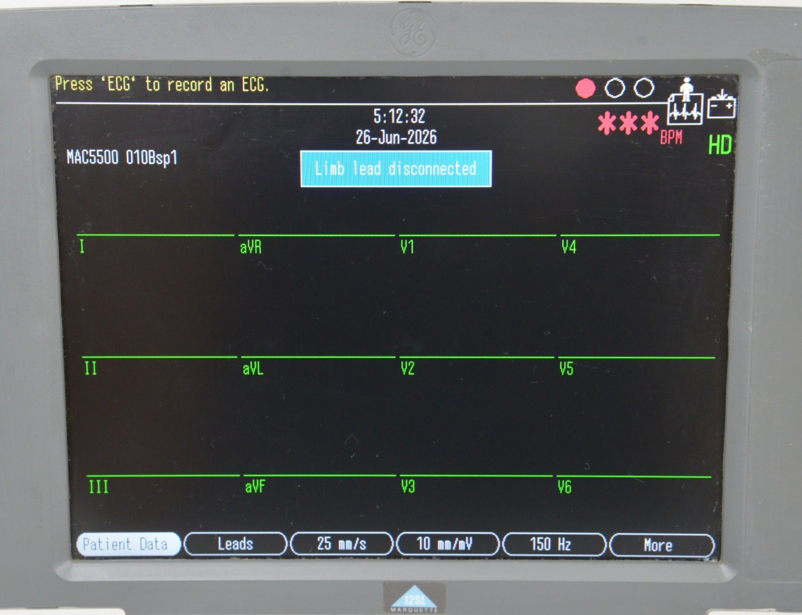 GE MAC 5500 HD Resting System W/ CAM-14 HD Acquisition Module & Barcode Scanner