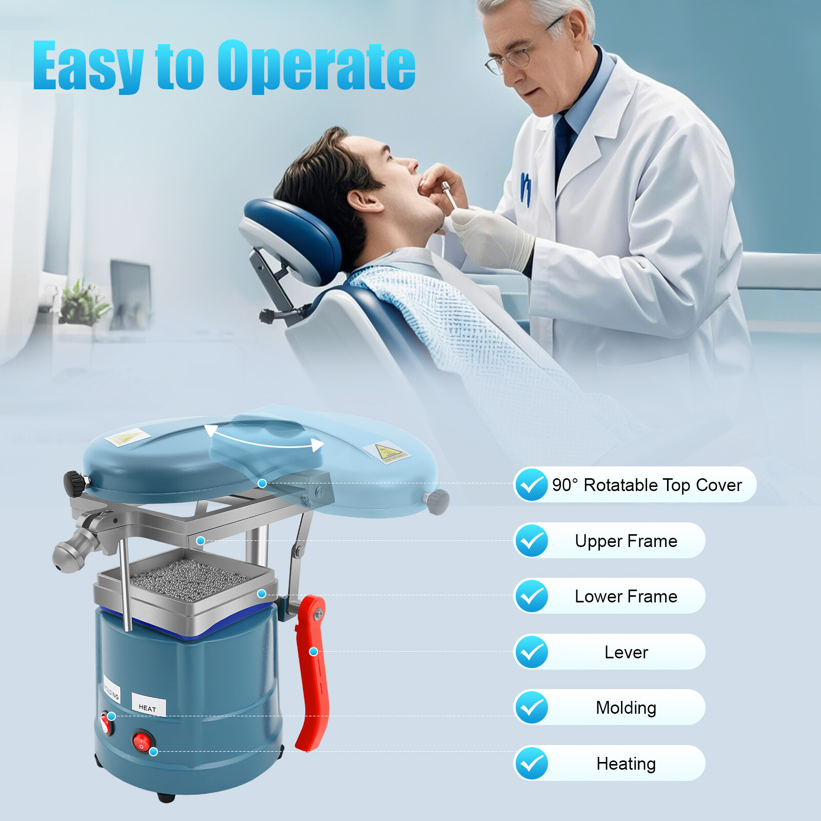 Dental Vacuum Molding Forming Machine Former Heat Thermoforming Lab Equipment.