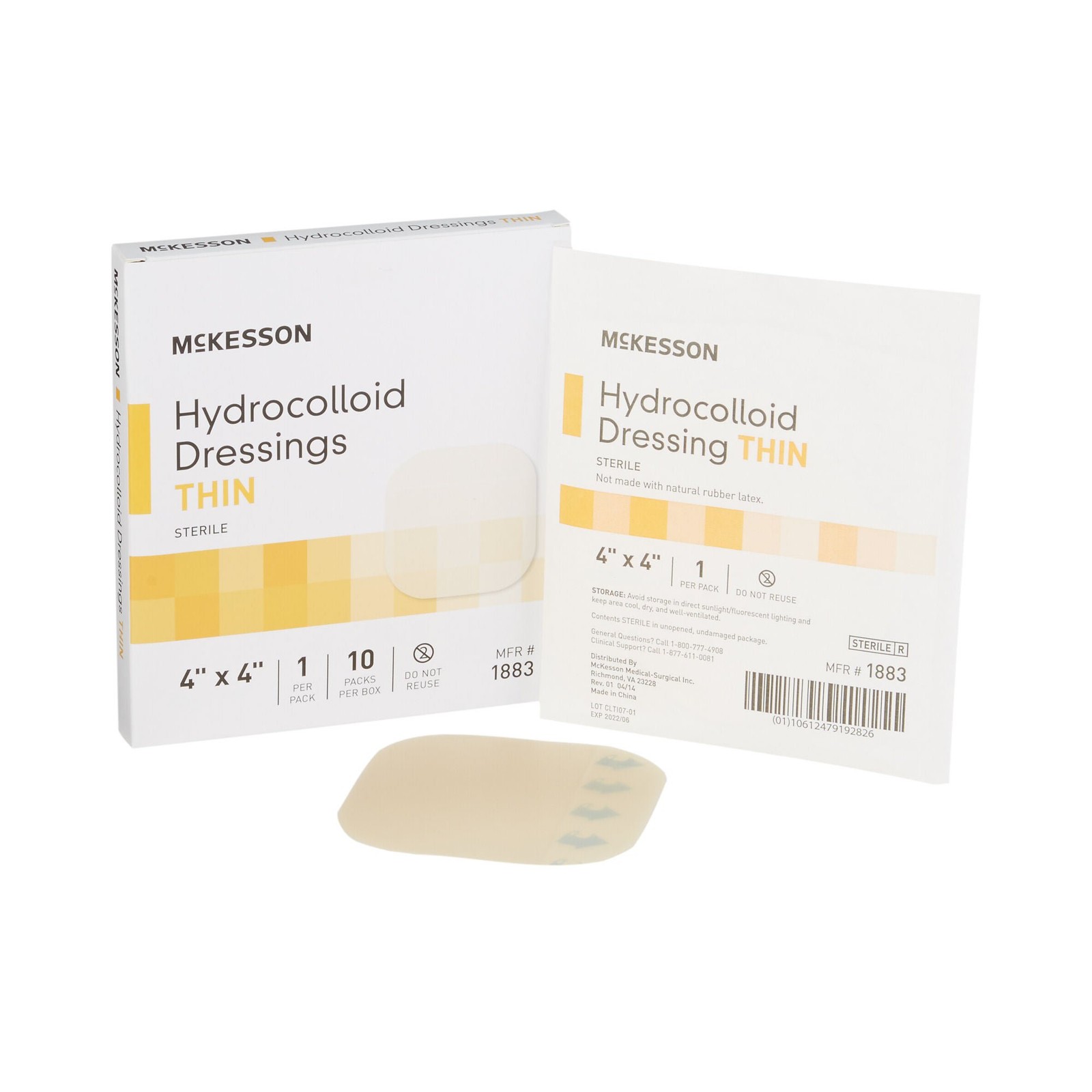McKesson Hydrocolloid Dressing, 4 x 4 Inch (Case of 200)