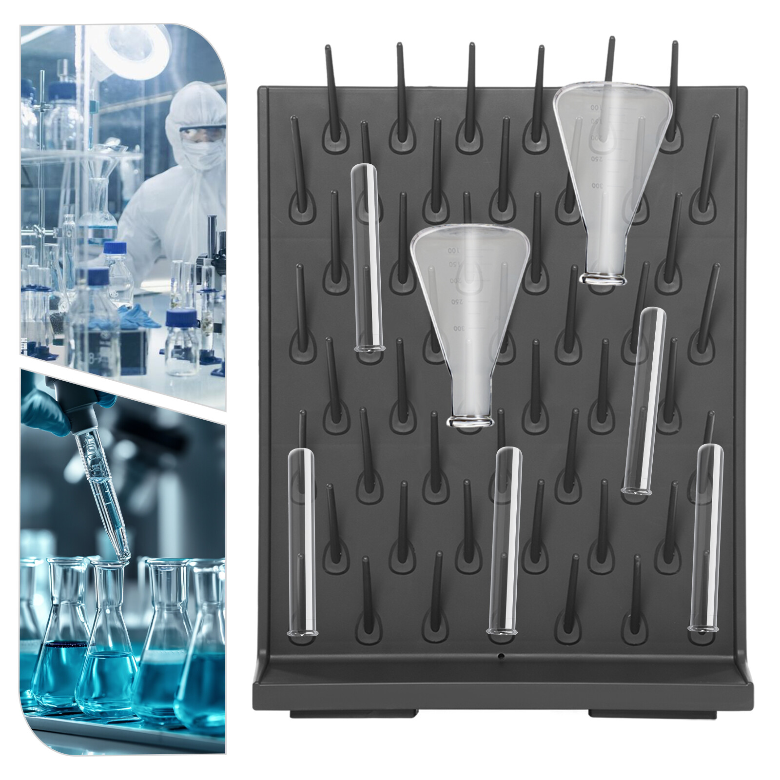 Grey Lab Removable Glassware Drying Rack Bottle Drying Rack PP Draining Rack