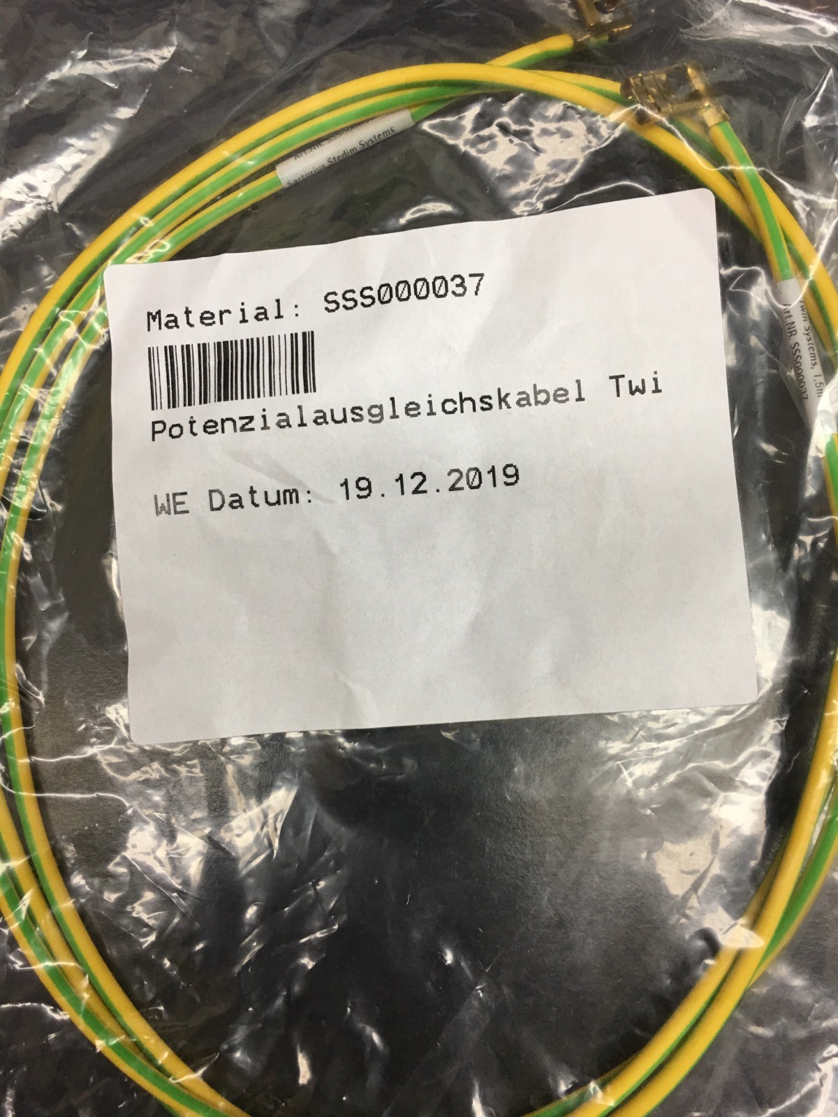 Sartorius Stedim Systems Potential Equalizaation Cable Twin Systems 1.5m