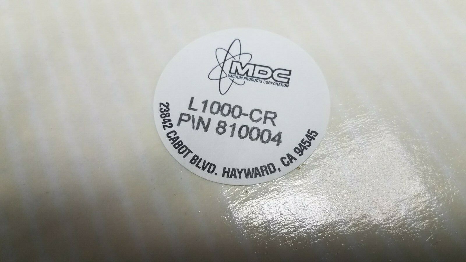 MDC 810004 ALUMINUM VACUUM FLANGE CENTERING RING L1000-CR NIB