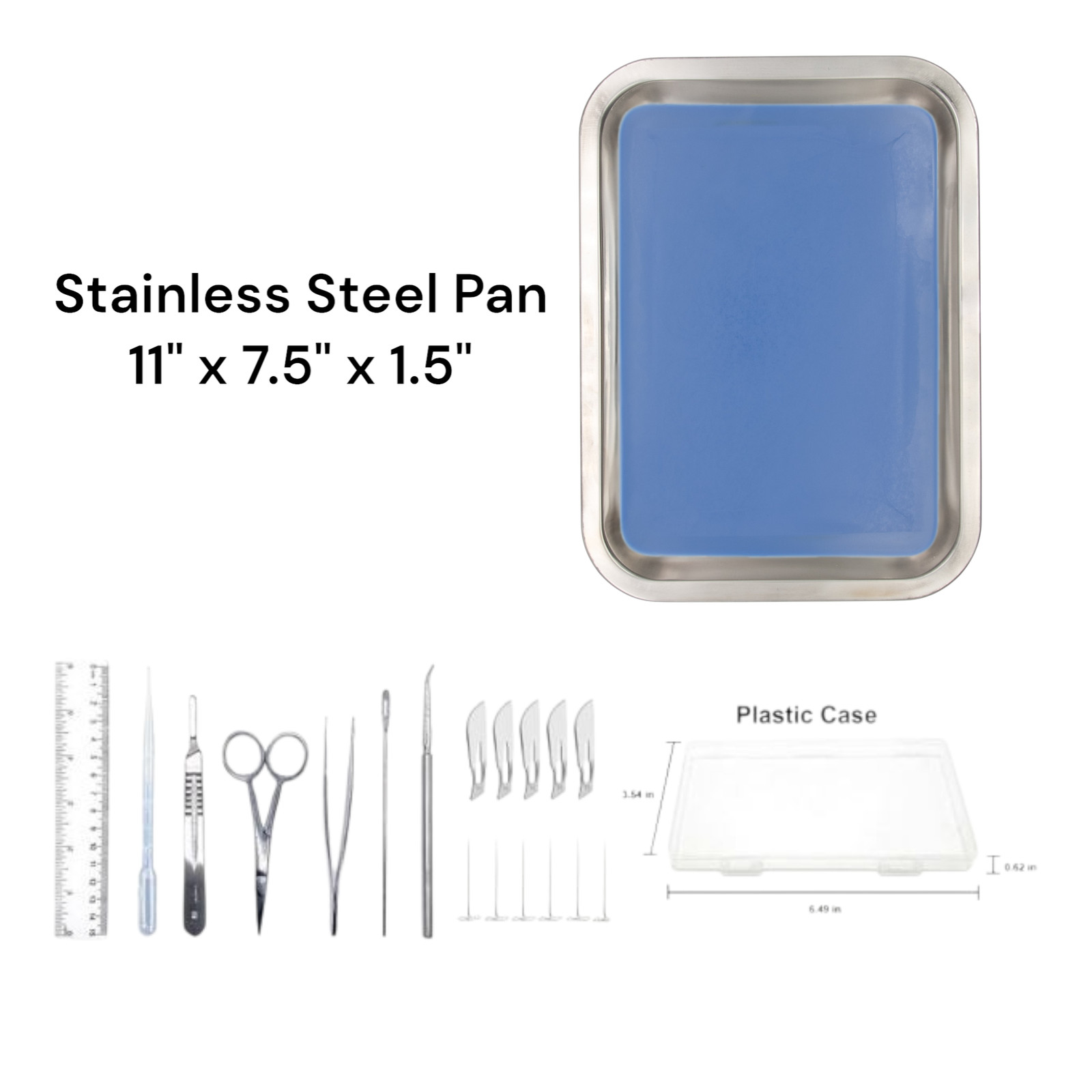 Dissection Kit, Dissecting Pan and Tool Set, 10.5x 7.75 x 1.5 in. Pan