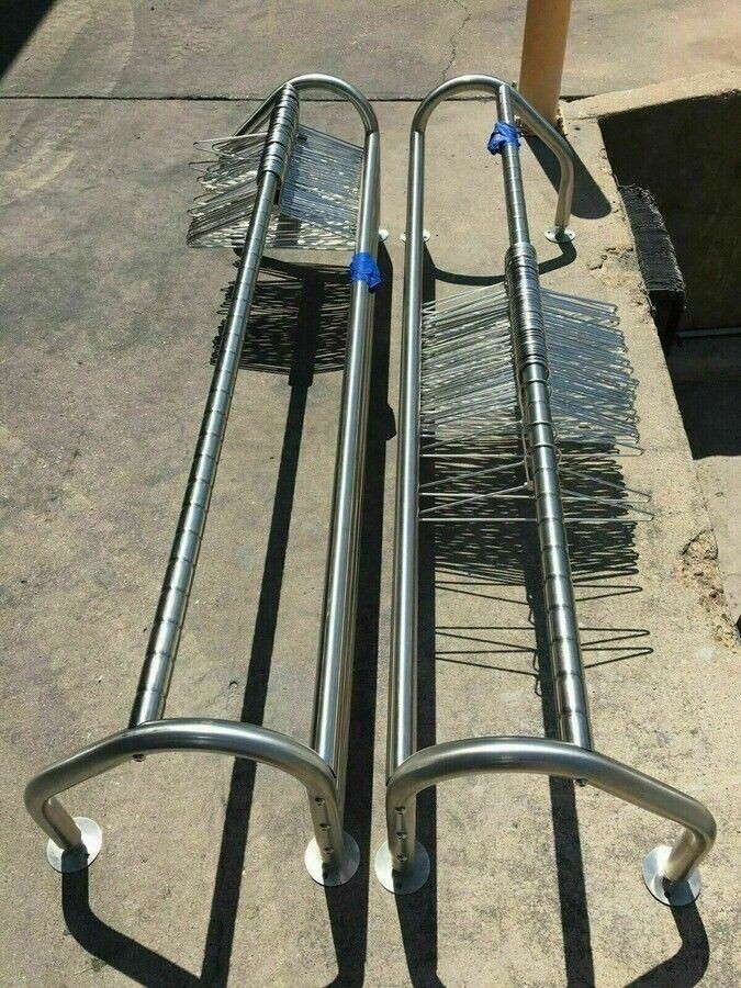 2X Lab Clean Room Stainless Steel Wall Mounted #1-125 Coat Hanger Rails 74″ Long