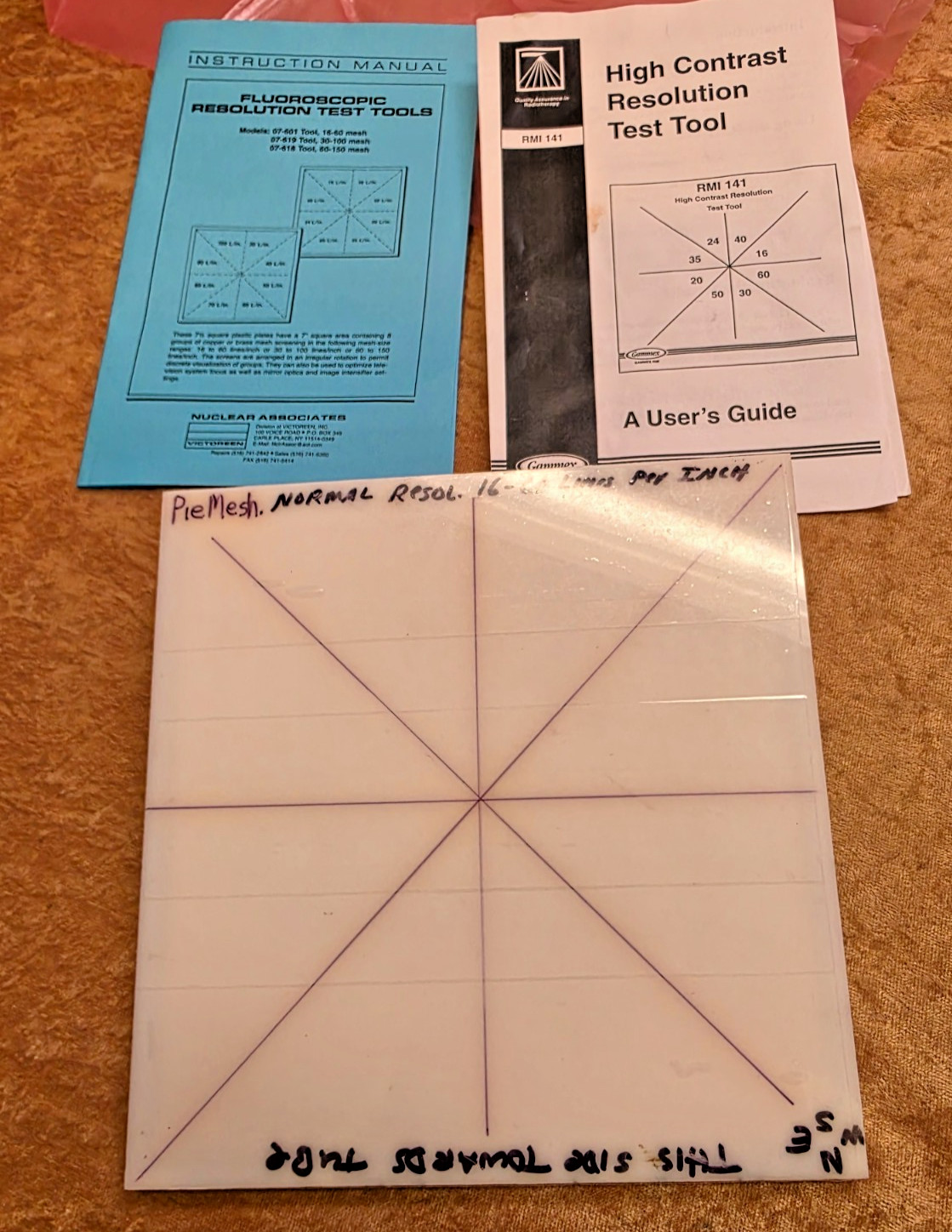 OEC 07-601 RMI 141 Pie Mesh Resolution Phantom test tool xray Raysafe Unfors lp