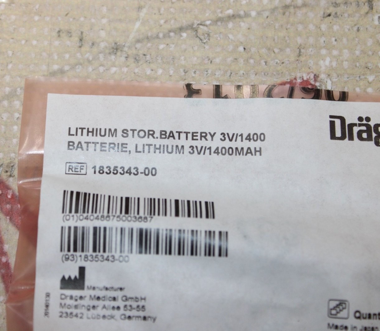 OEM Drager Medical 1835343-00 Battery