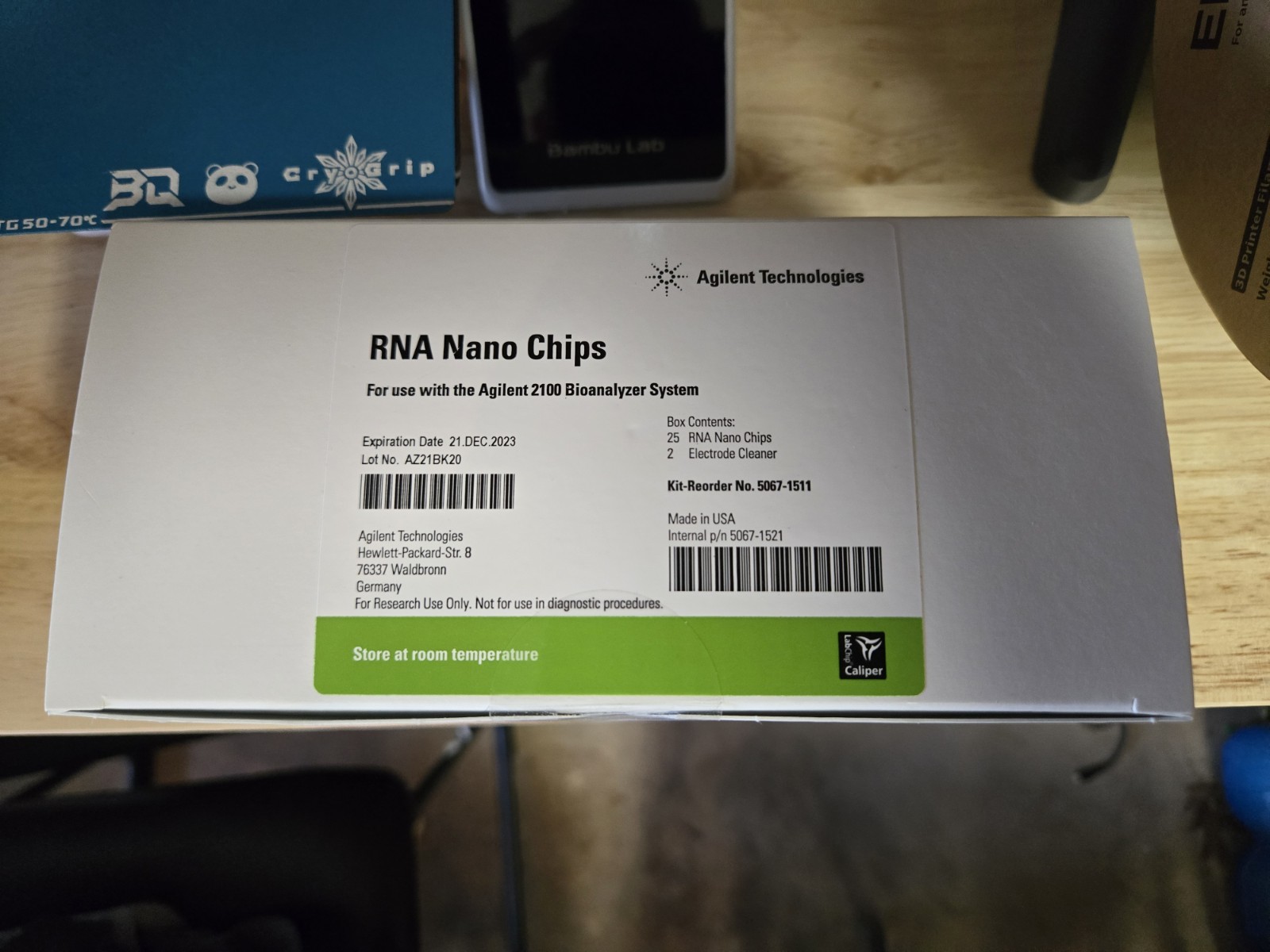 Agilent RNA Nano Chips for 2100 Bioanalyzer 5067-1511, EXP 2023