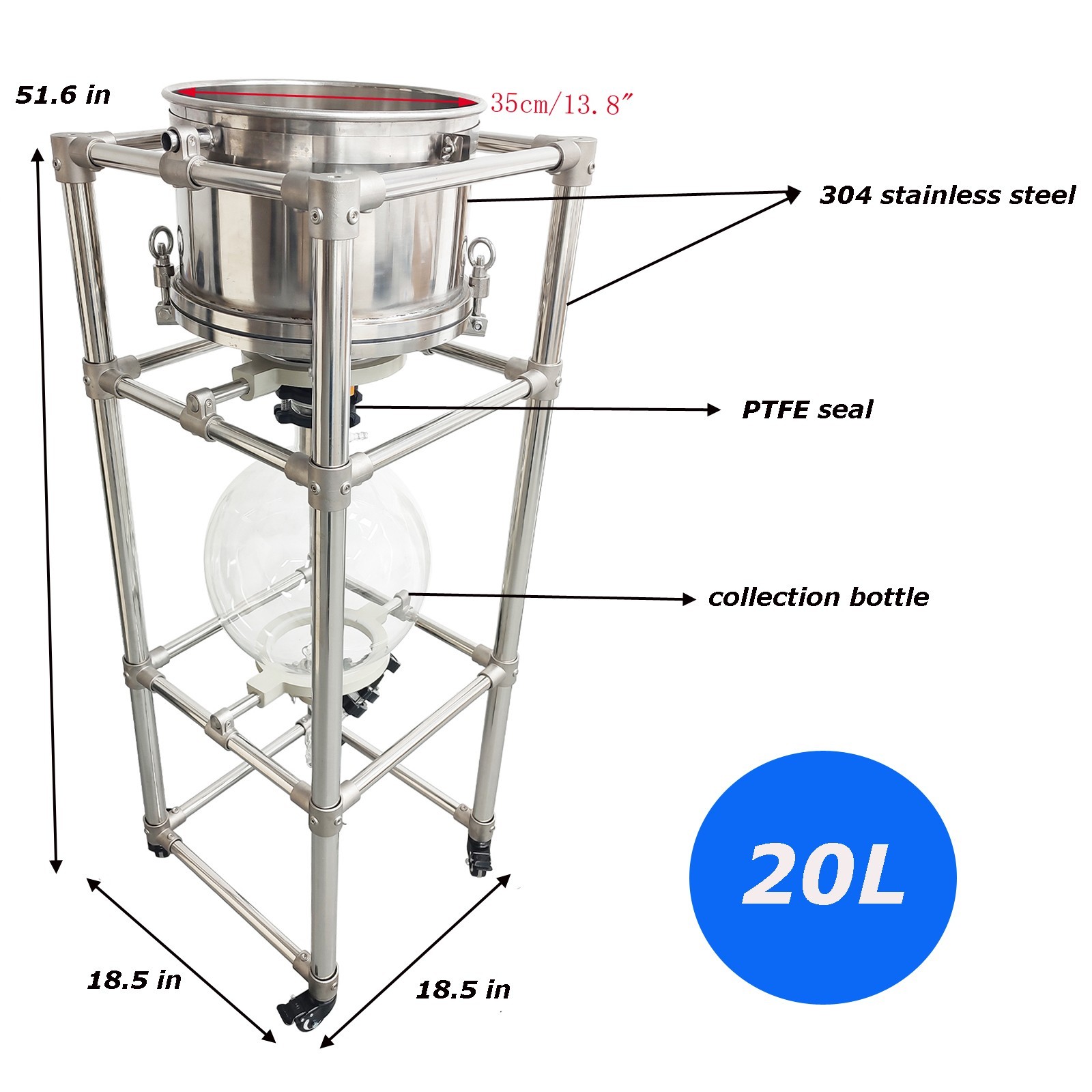 Vacuum Filter 304 Stainless Steel Funnel 20L Medical & Lab Equipment Devices
