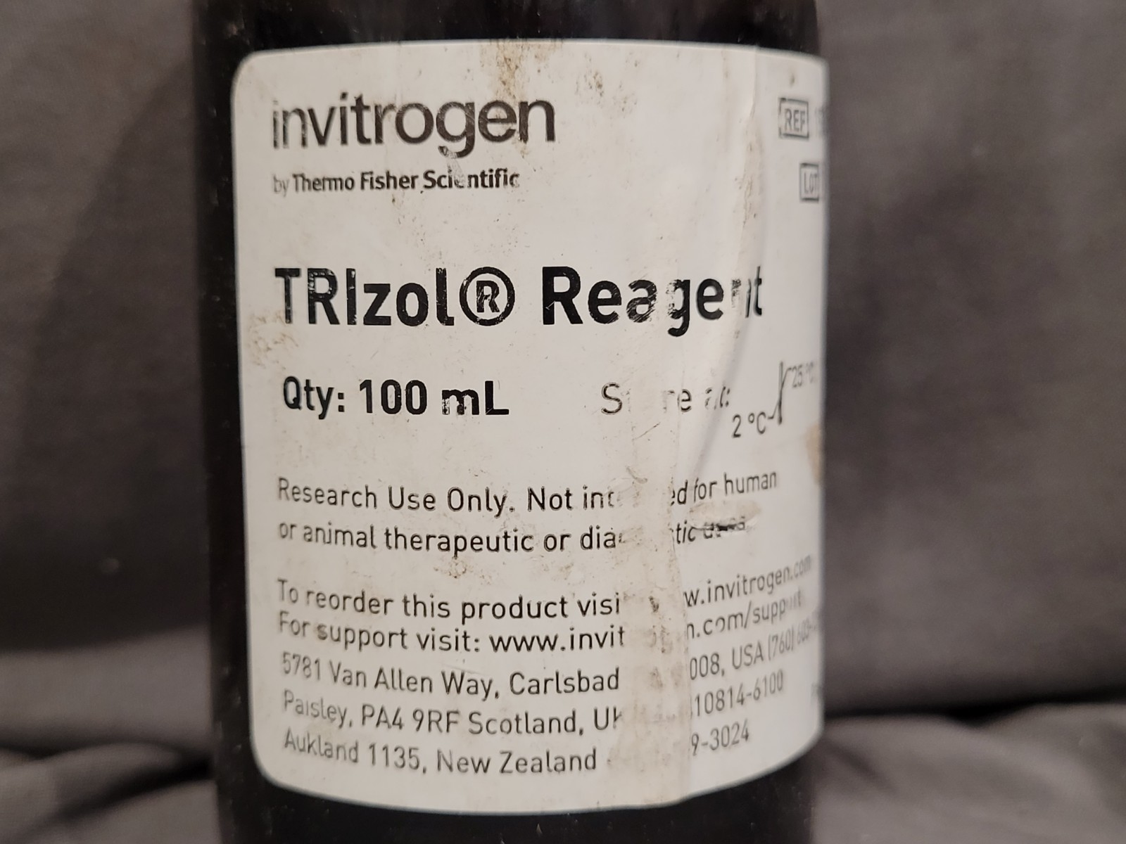 Thermo Fisher Invitrogen TRIzol Reagent 100ml Bottle New