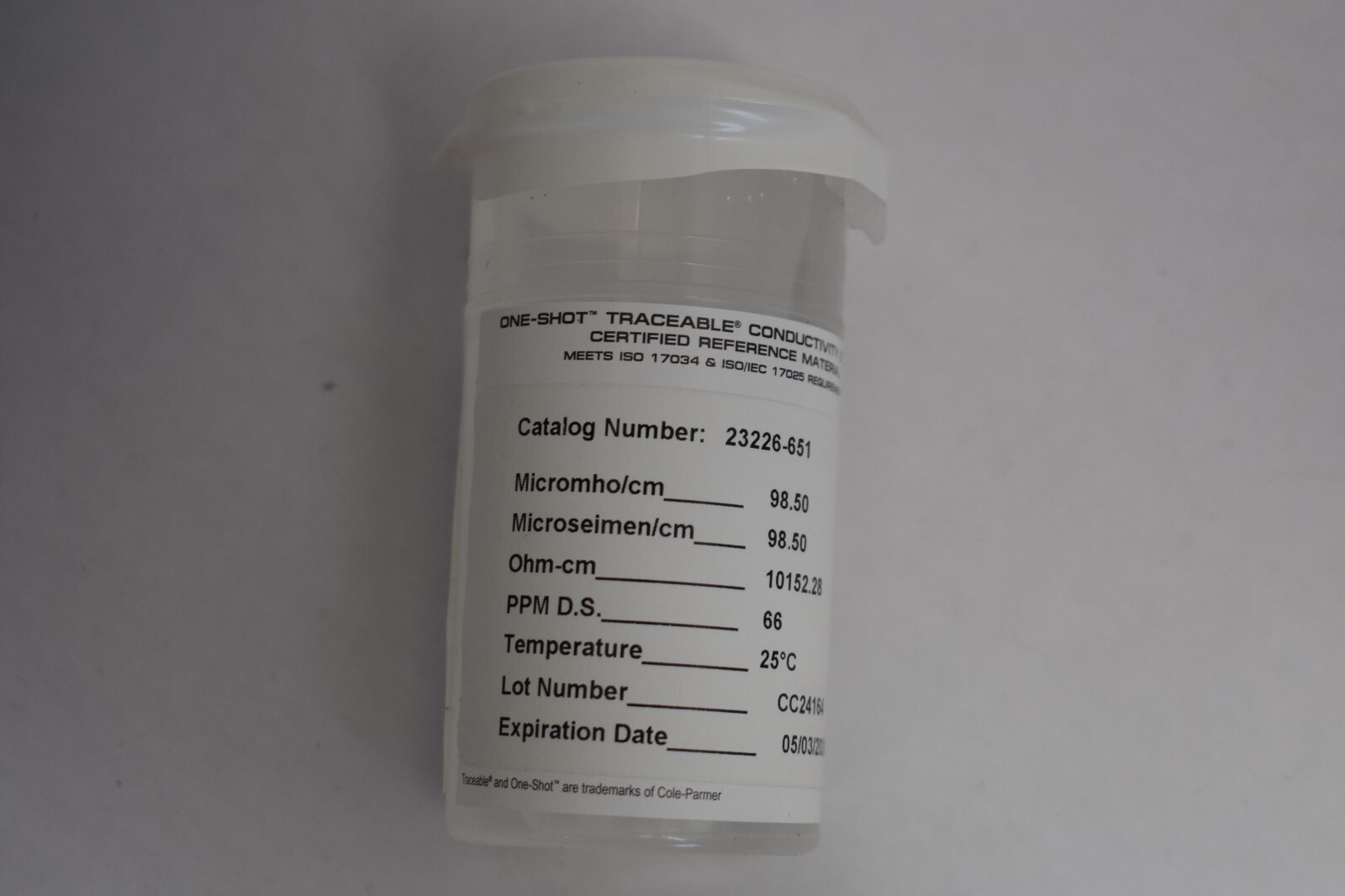 VWR Traceable Conductivity Calibration Standards CRM 23226-651 6 Pack 100mL