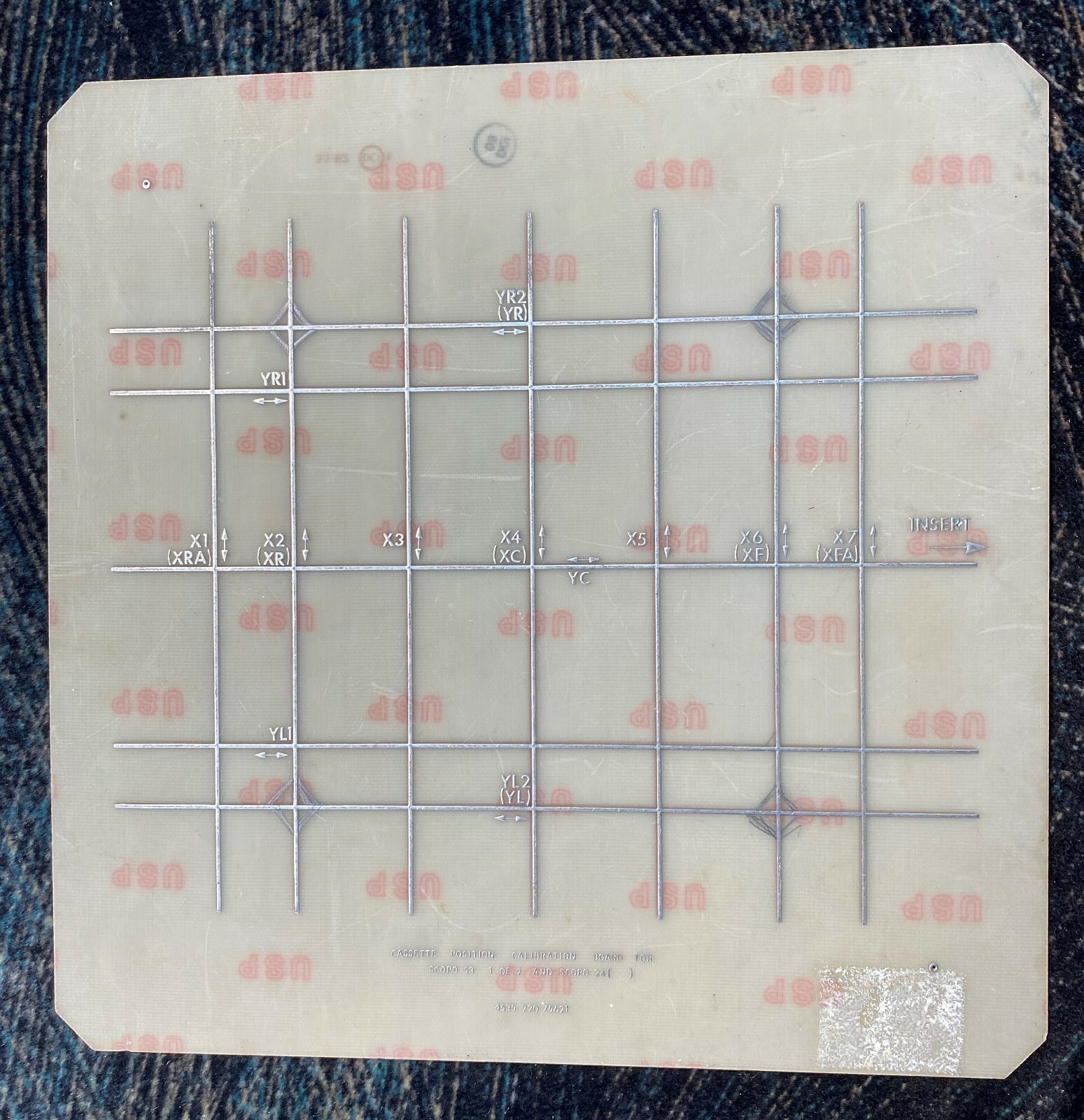 Philips SFD Cassette Position calibration fiberglass template, 9.5″ x 9.5″